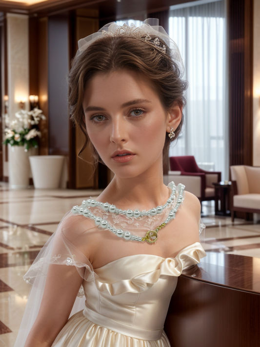 Double pearl necklace with metal clasp