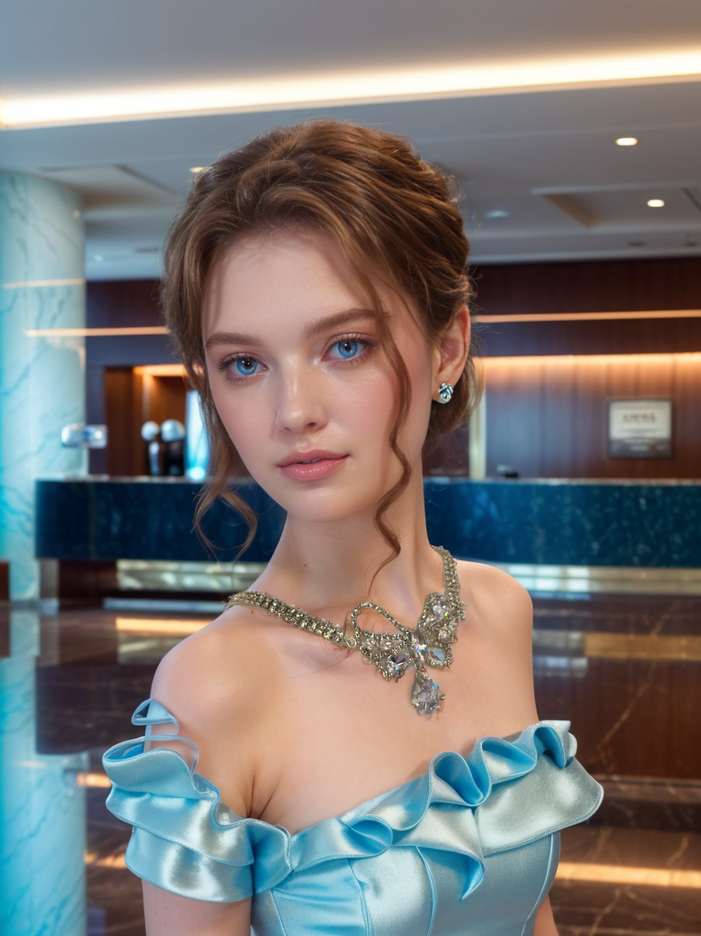 Romantic Affair of Babylon silver diamond butterfly necklace
