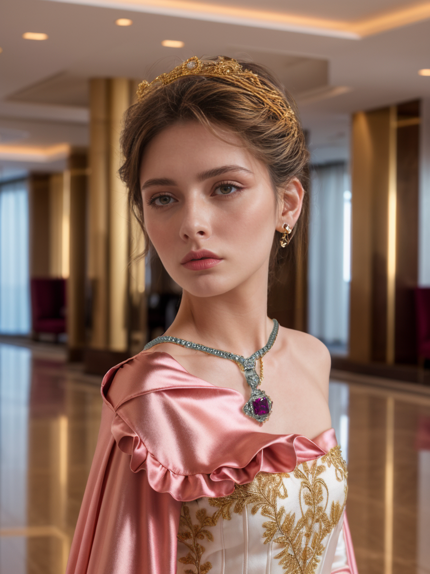 Rosy red cube pendant necklace