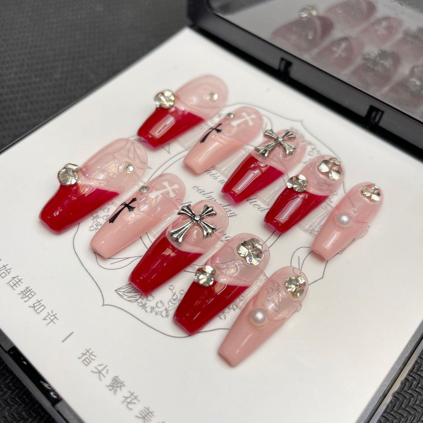 Nails 187-Red Crocus Cross Nail Art