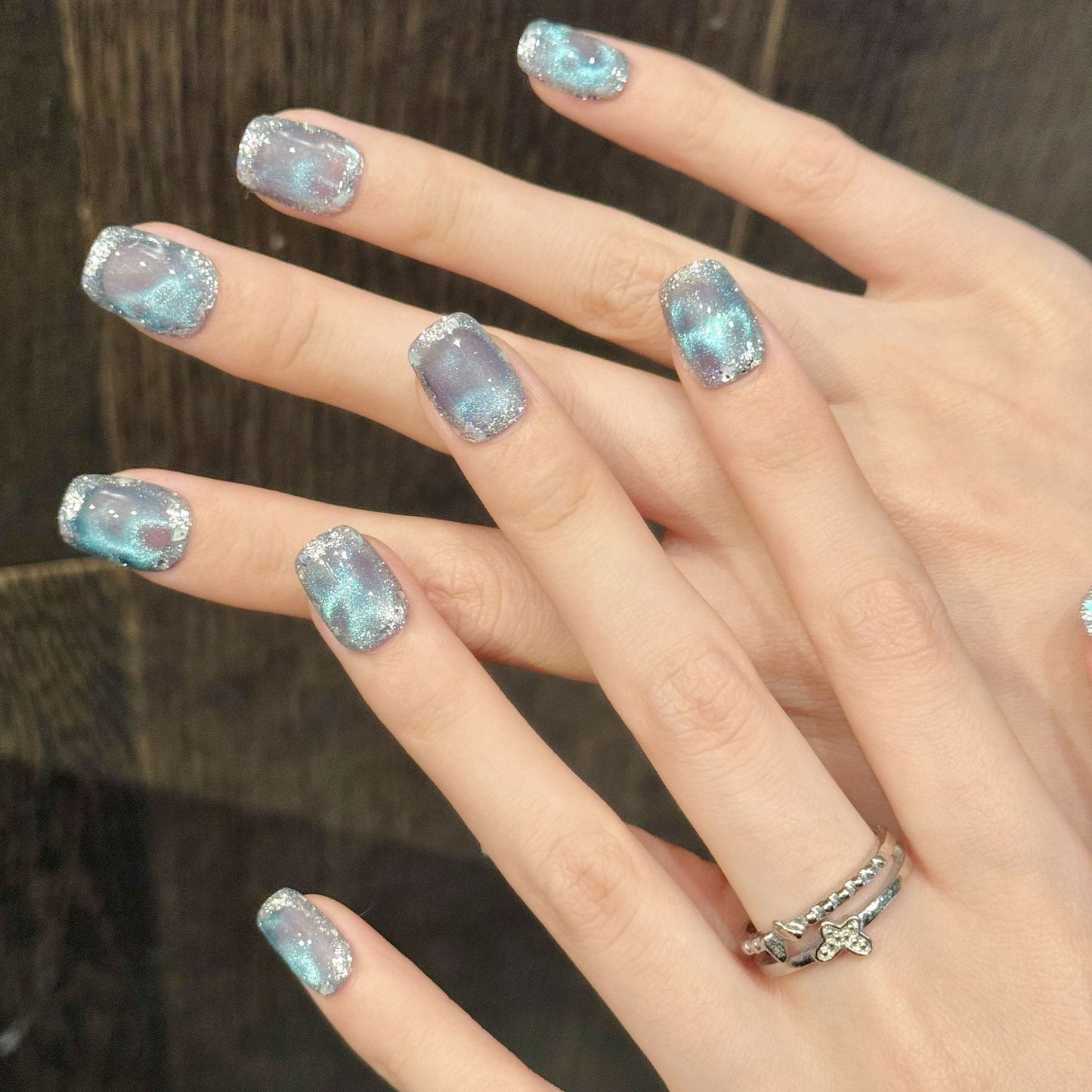 Nails 039-Ice Blue Ocean Nail Art