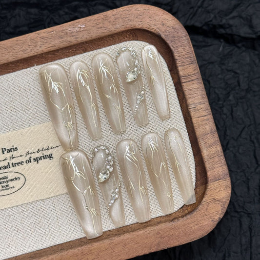 Nails 030-Cool Vintage Bamboo Spirit Snake Nail Art