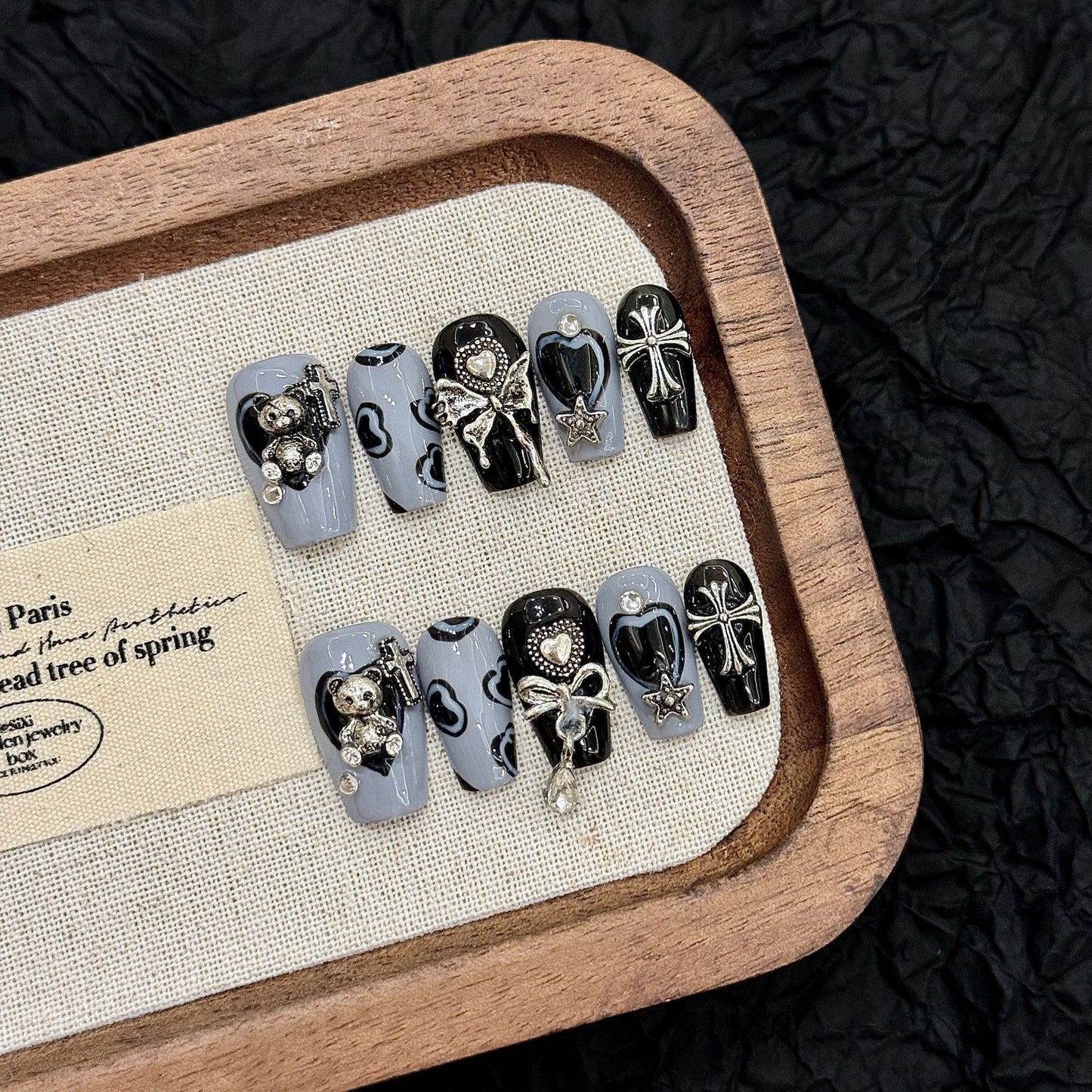 Nails 270-Sea Salt Bear Sweet Cool Hottie Metallic Hand Painted Nail Art