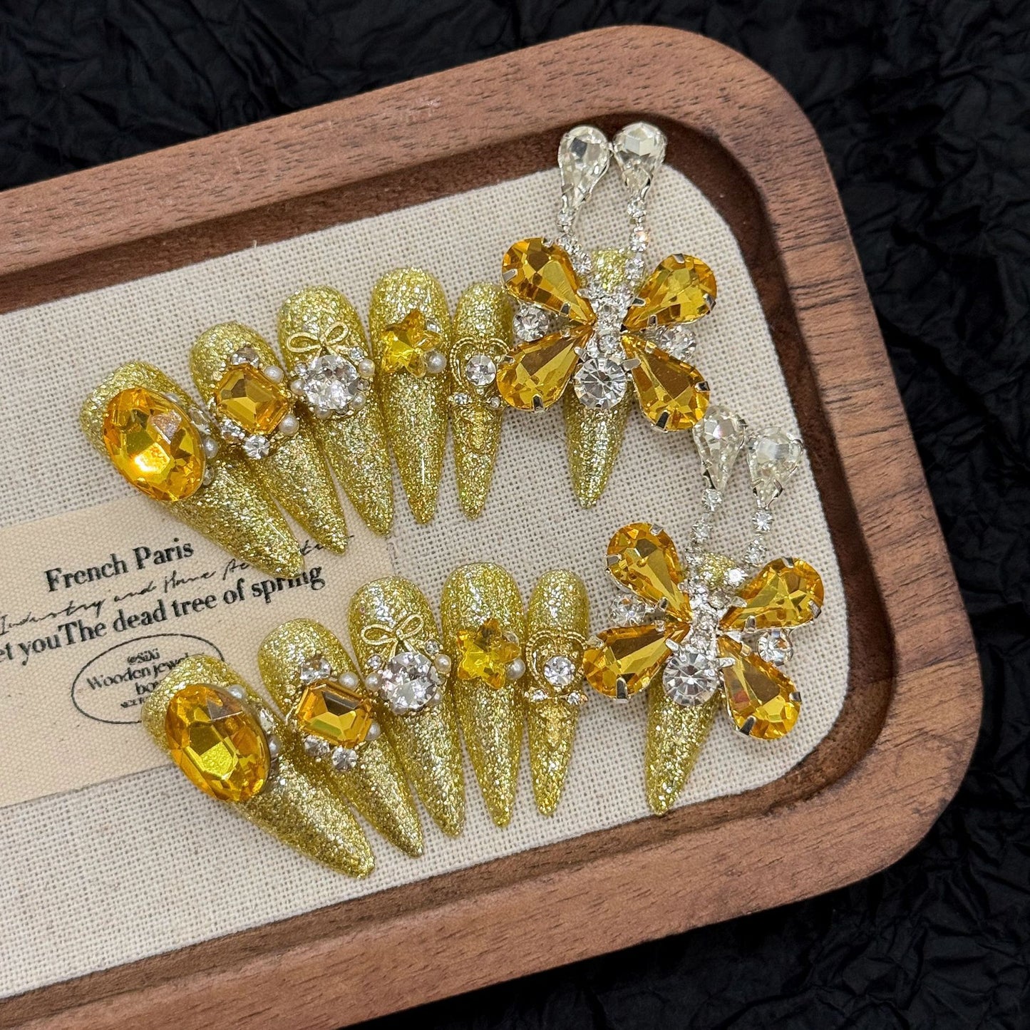 Nails 009-Gold Butterfly Luxury Chain Butterfly Zirconia Nail Art