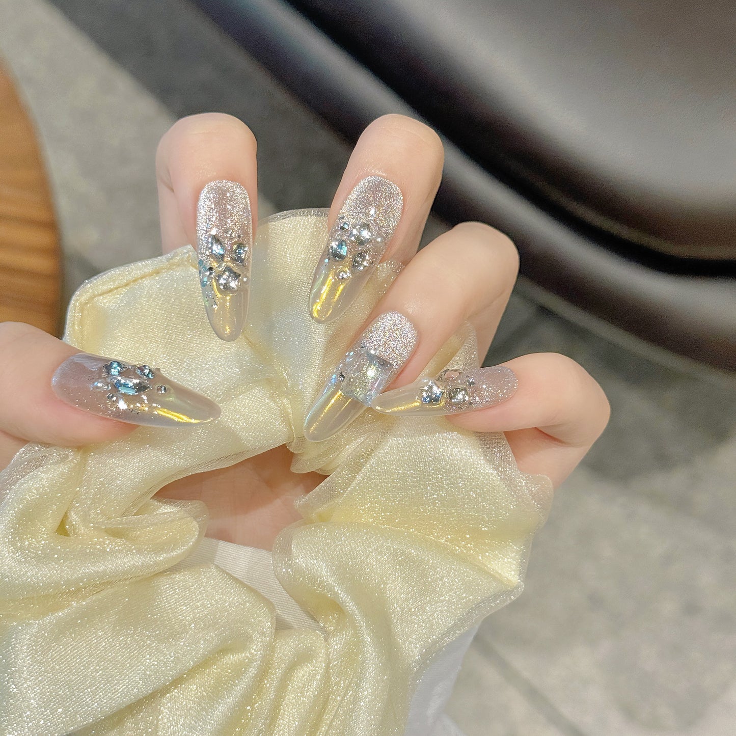 Nails 292-Burst Glitter Moonlight Aurora Pink Moonlight Diamonds Nail Art