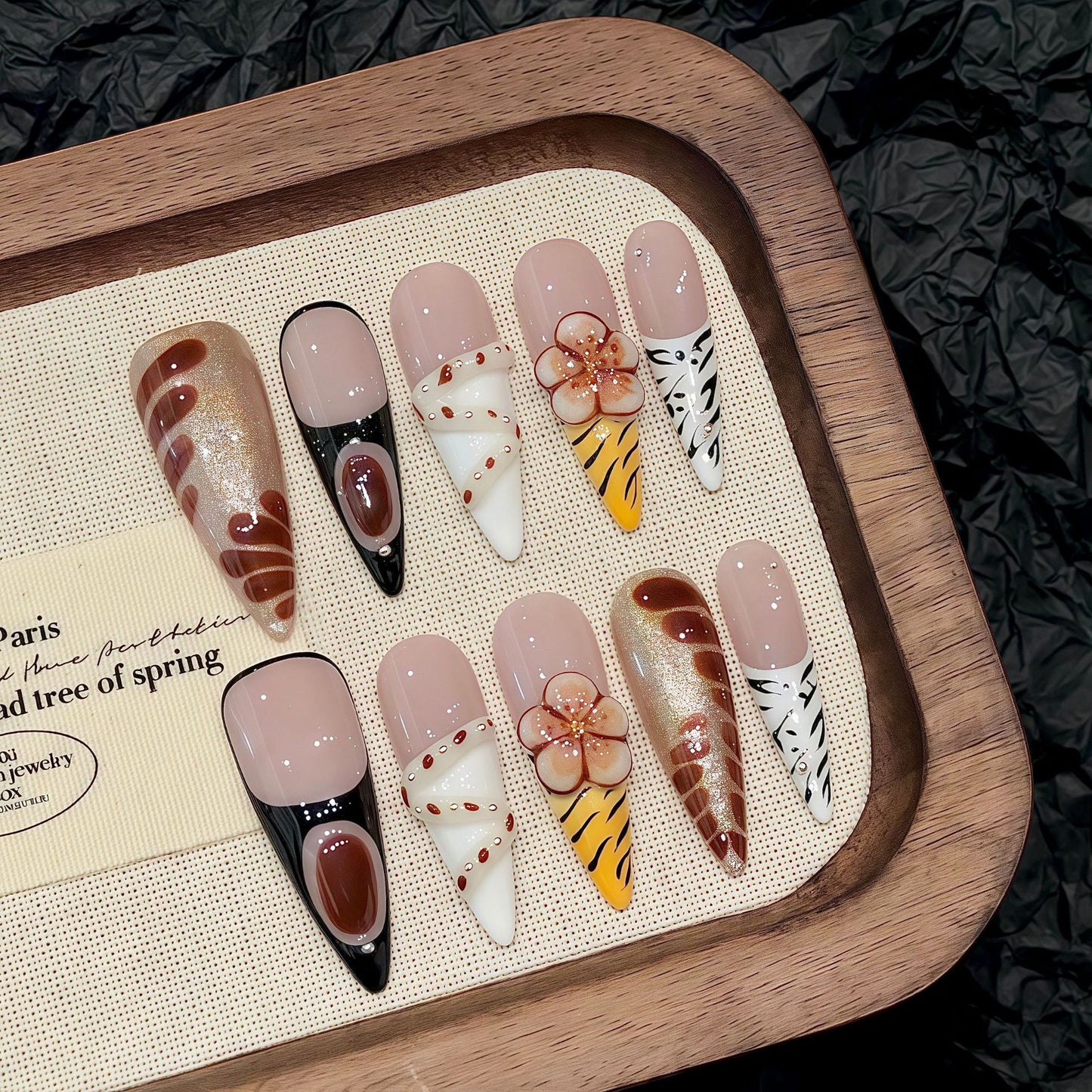 Nails 318-Fierce Tiger and Plum Leopard Nail Art