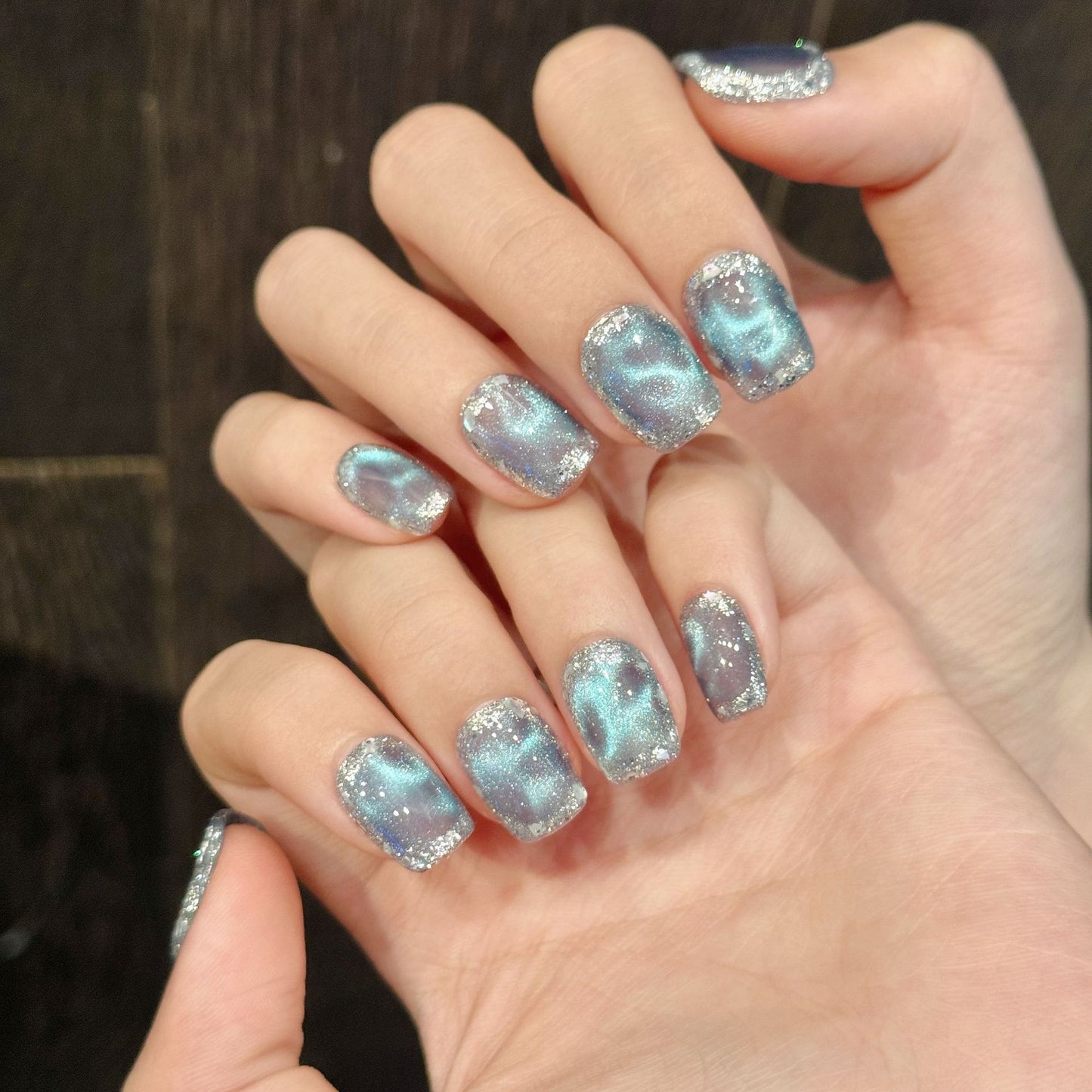 Nails 039-Ice Blue Ocean Nail Art