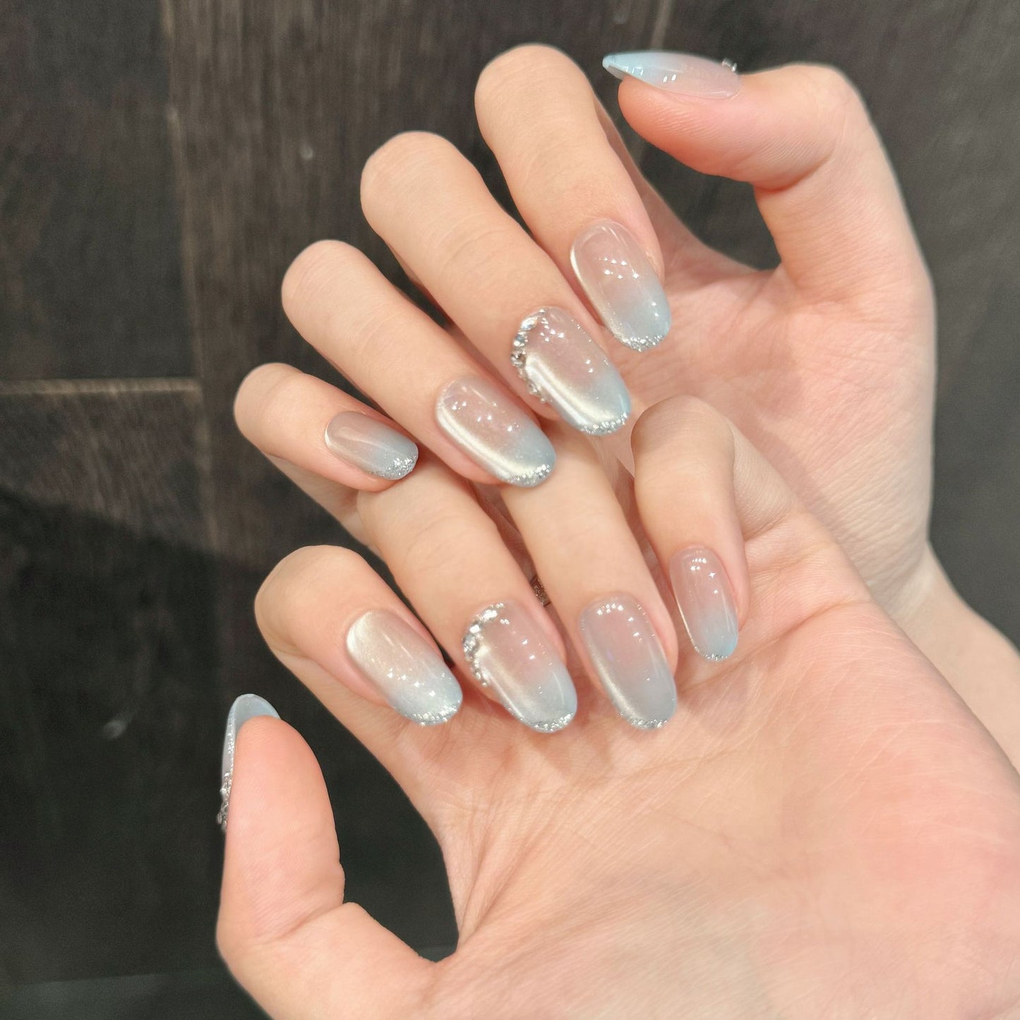 Nails 269-Sea Salt Ice Crystals Aura Side Glow Cat Eye Manicure