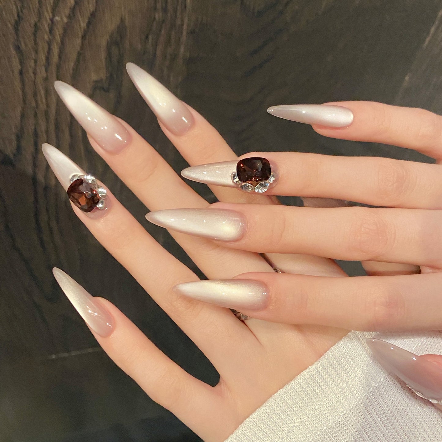 Nails 301-Luminous Party Ice Stacked Diamonds Nail Art