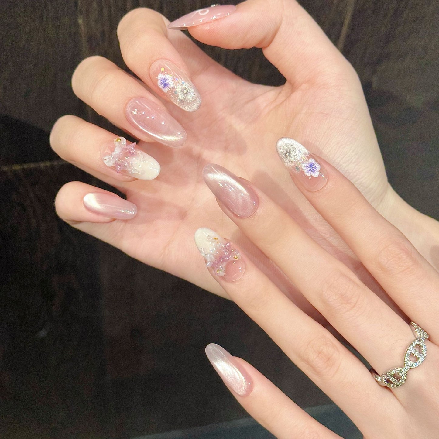Nails 011-One Way Flowers Dried Flower Nail Art