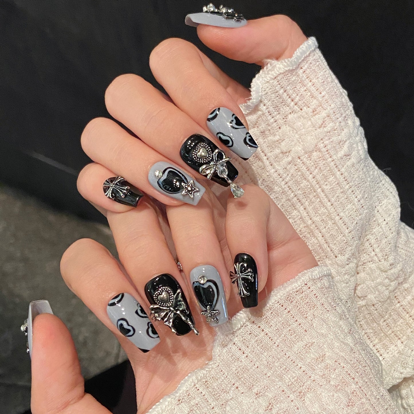 Nails 270-Sea Salt Bear Sweet Cool Hottie Metallic Hand Painted Nail Art