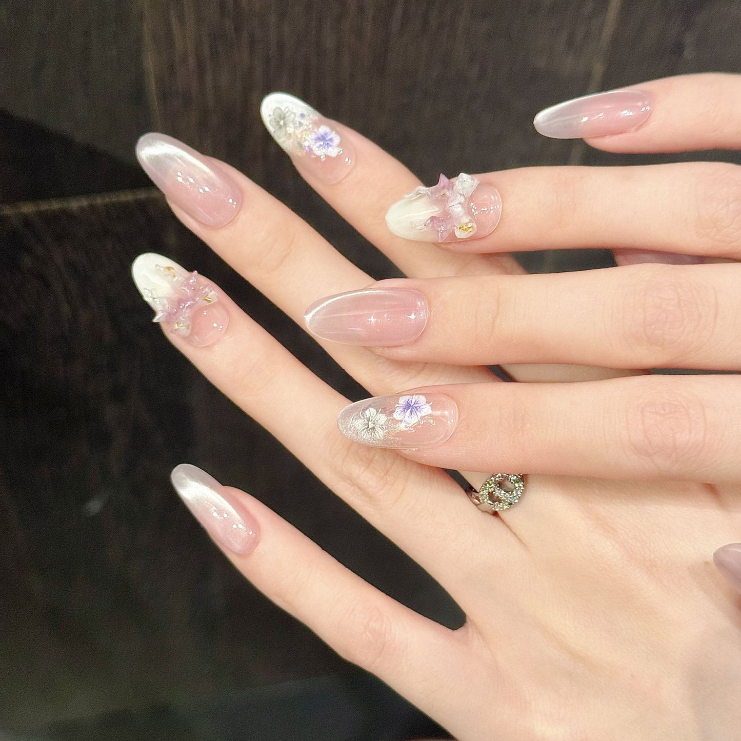 Nails 011-One Way Flowers Dried Flower Nail Art
