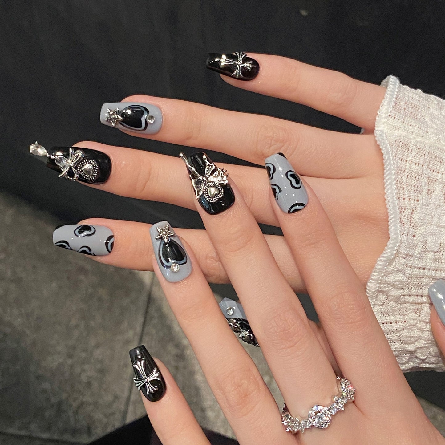Nails 270-Sea Salt Bear Sweet Cool Hottie Metallic Hand Painted Nail Art