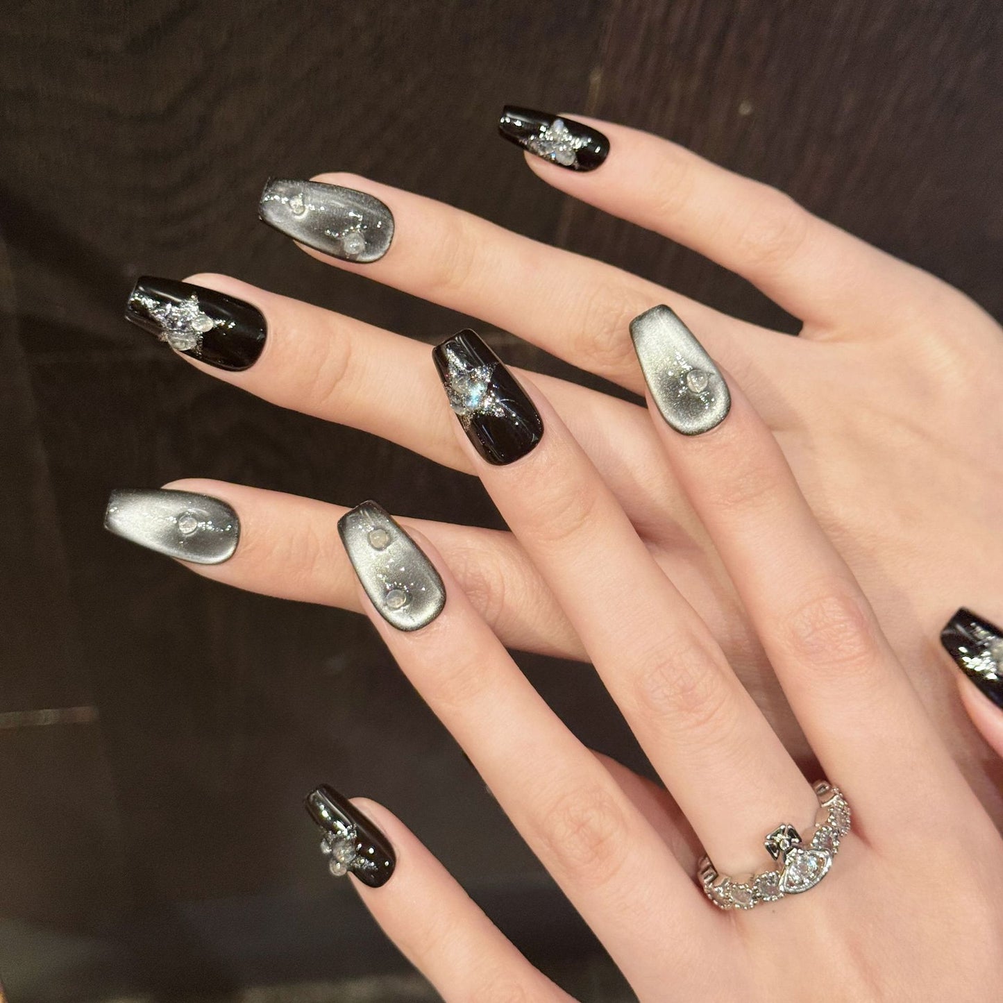 Nails 248-Crystal Crushed Cat's Eye Sweet Cool Style Pop Glitter Nail Art