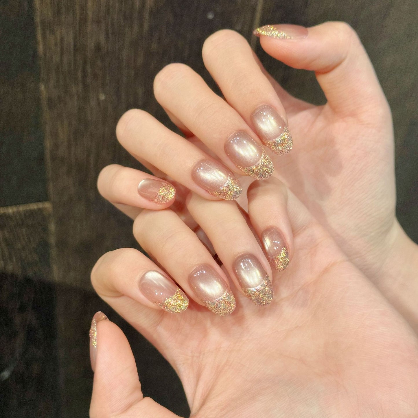 Nails 261-Golden Age Aurora French Manicure