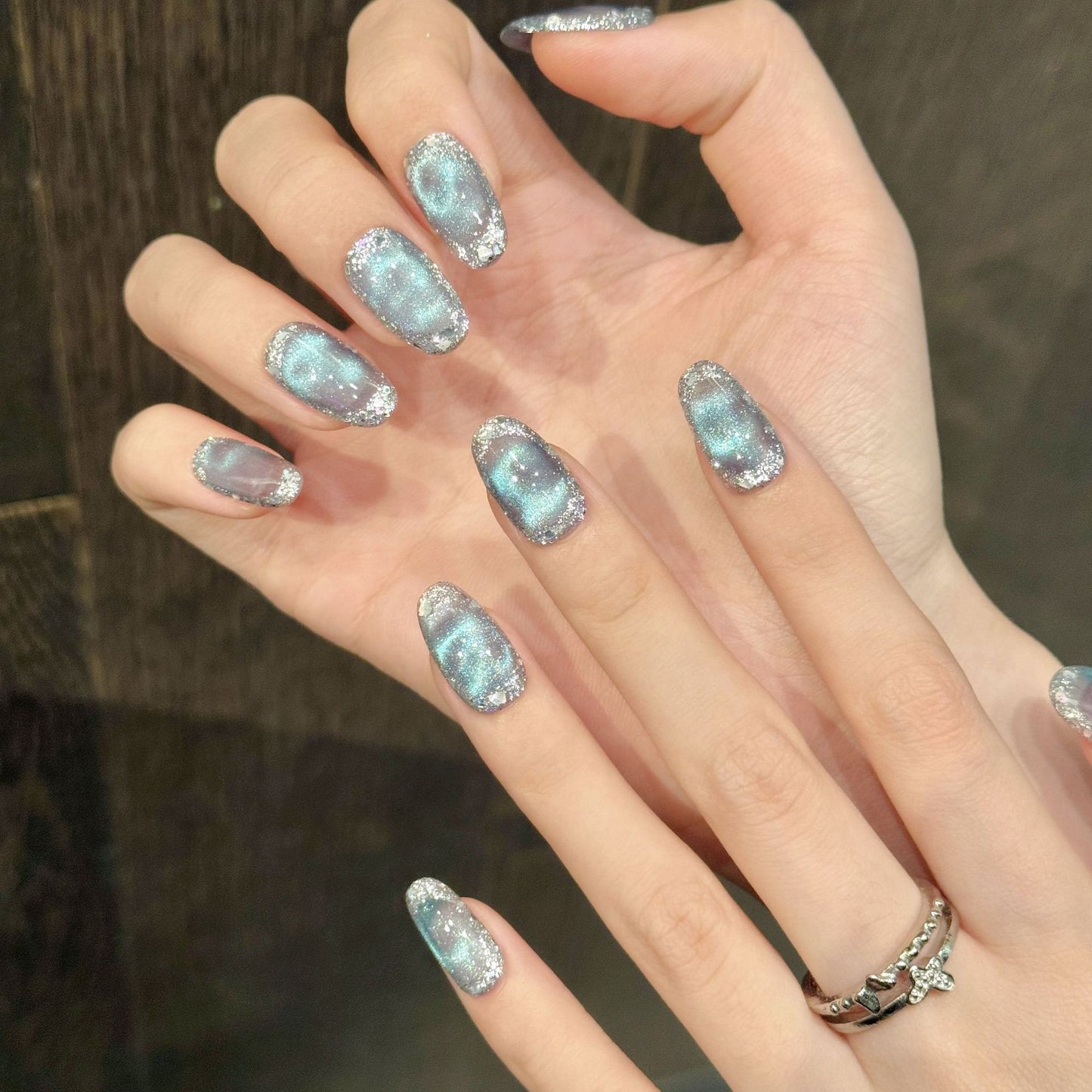 Nails 039-Ice Blue Ocean Nail Art