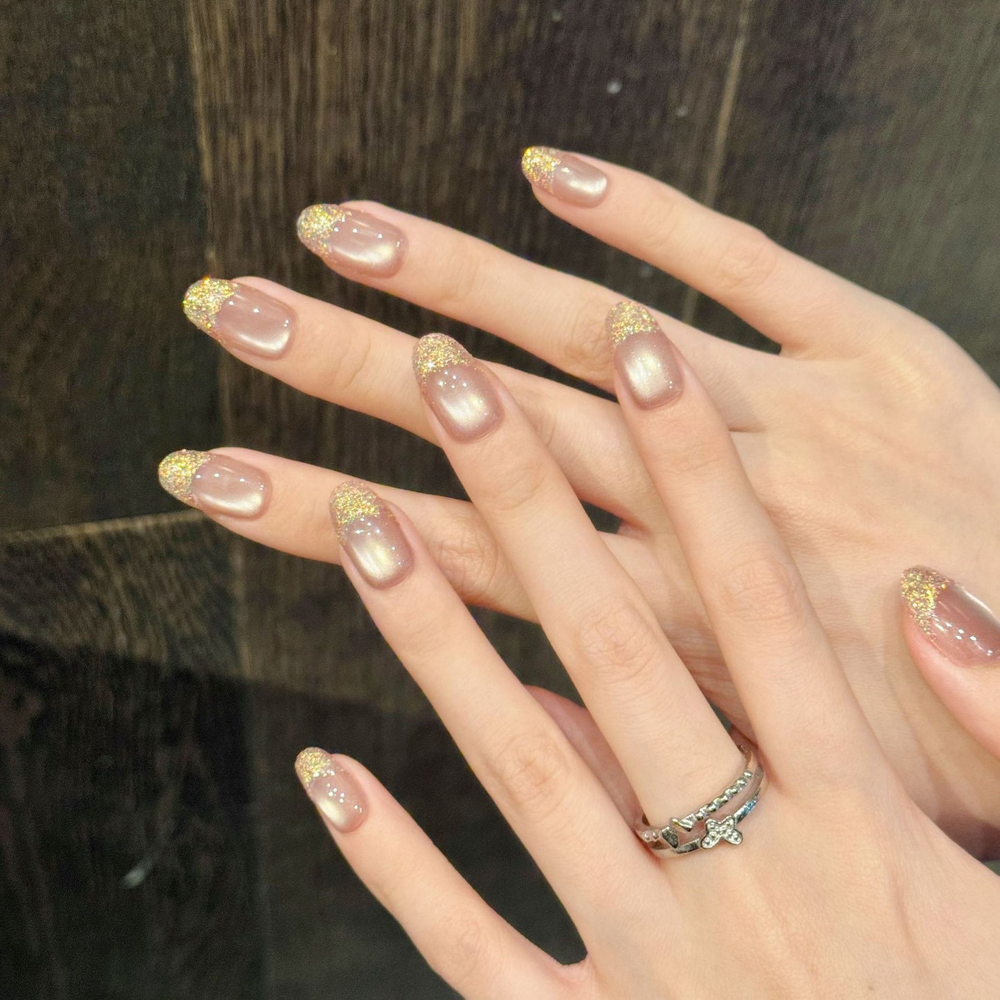 Nails 261-Golden Age Aurora French Manicure