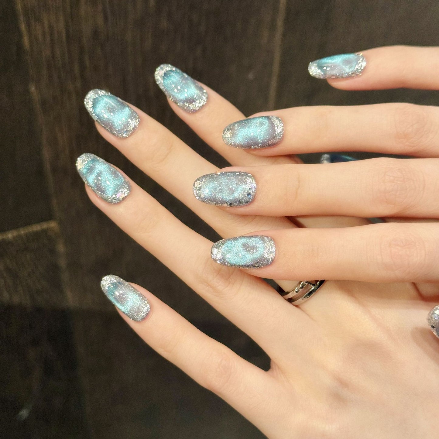 Nails 039-Ice Blue Ocean Nail Art