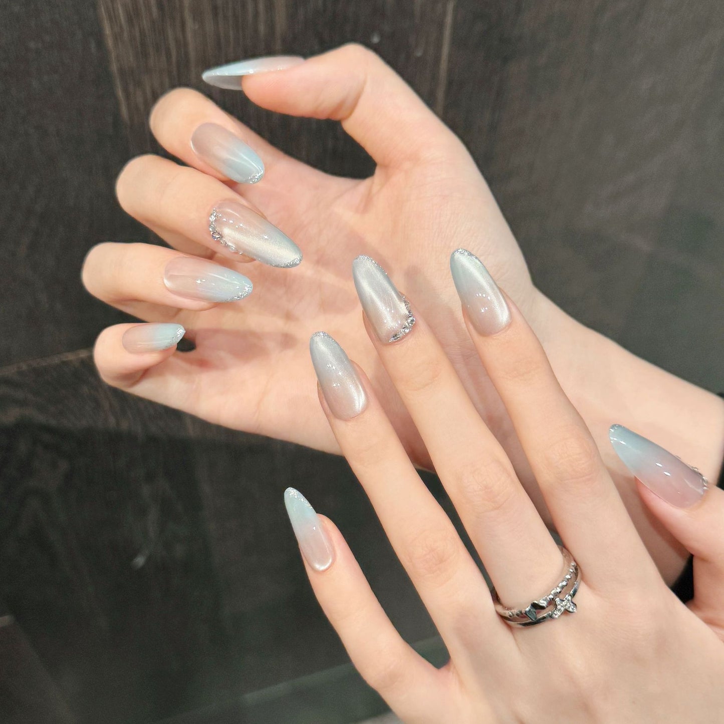 Nails 269-Sea Salt Ice Crystals Aura Side Glow Cat Eye Manicure