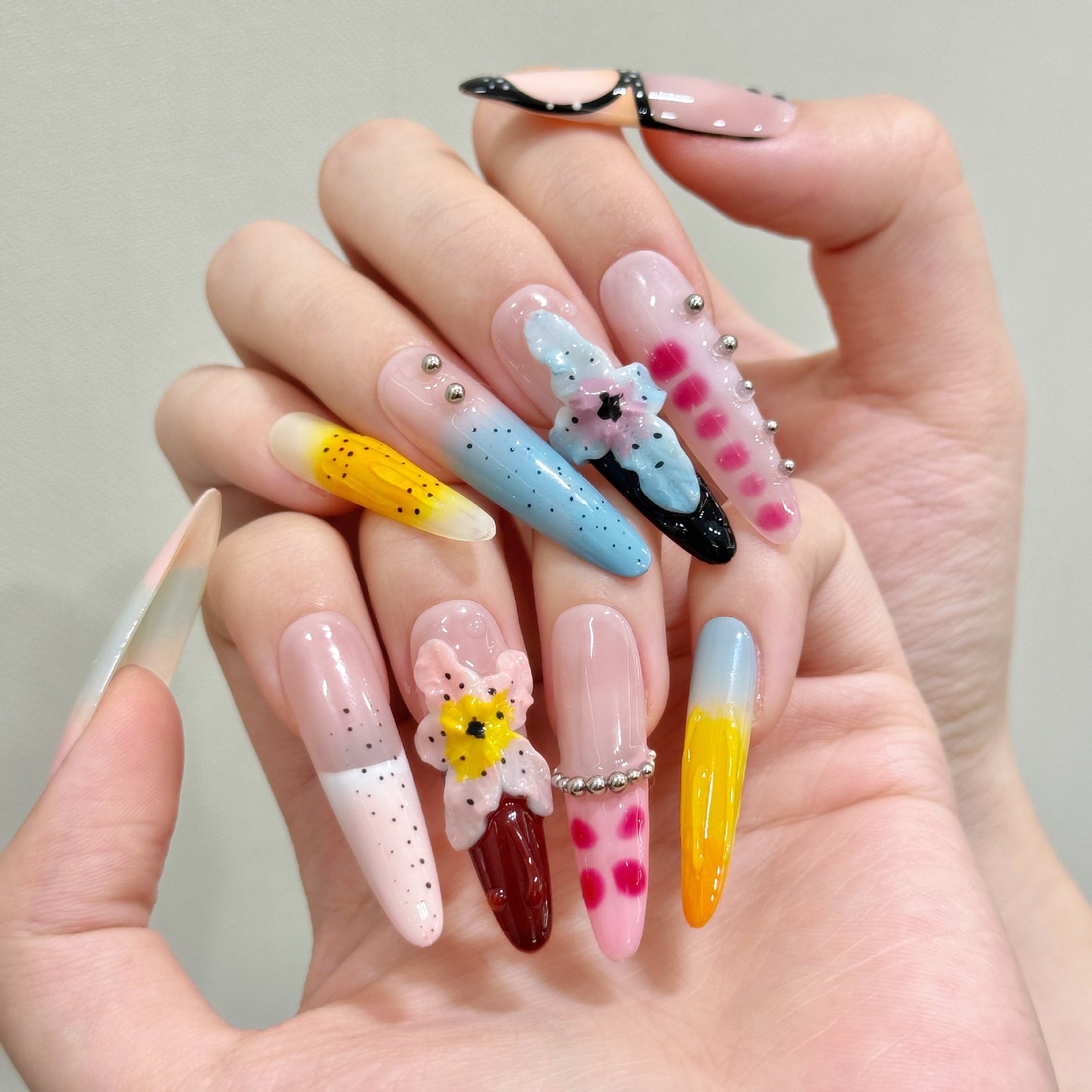 Nails 042-Ice Sculpture Water Lily Sculpted Nail Art