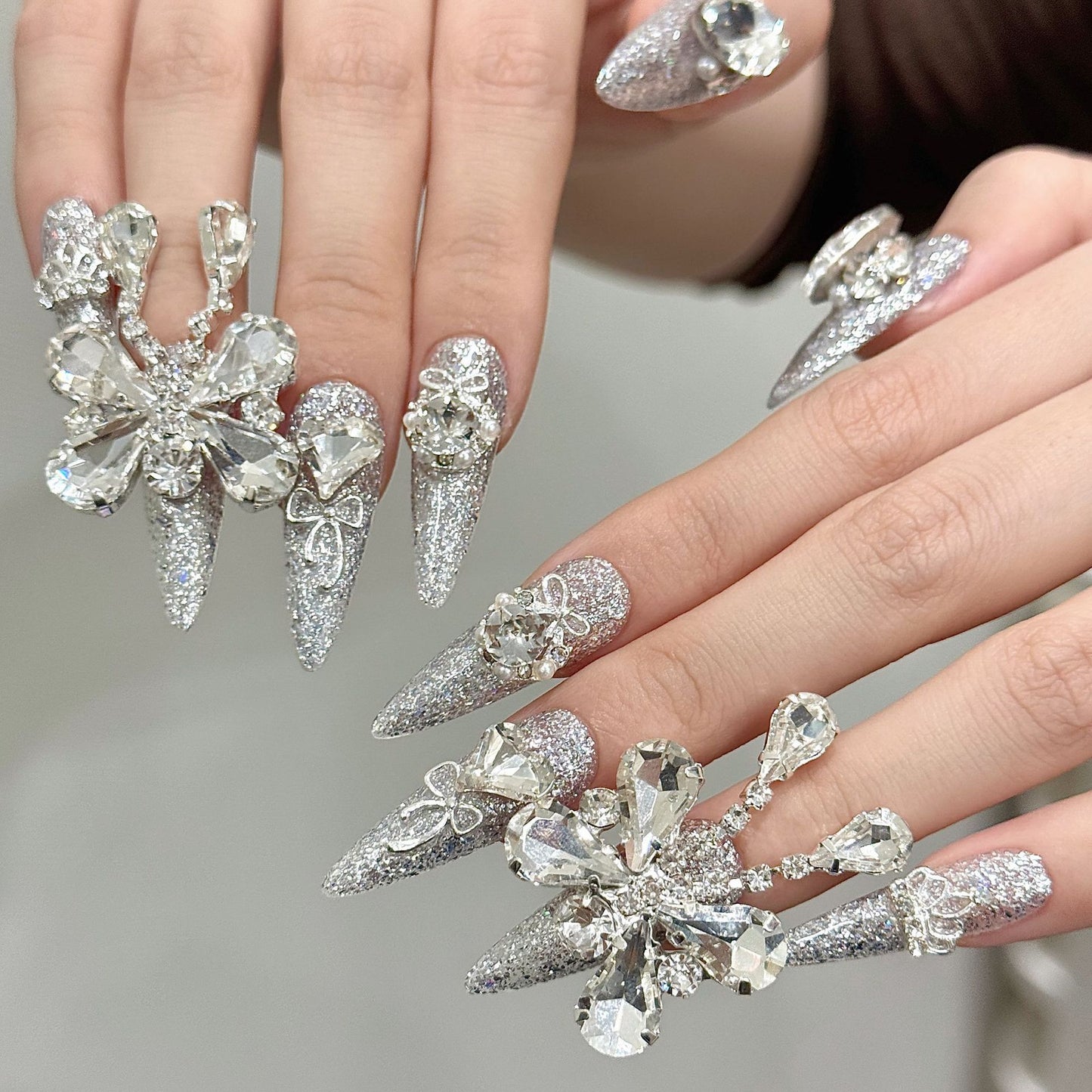 Nails 006-Luxury Chain Big Butterfly Zirconia Nail Art