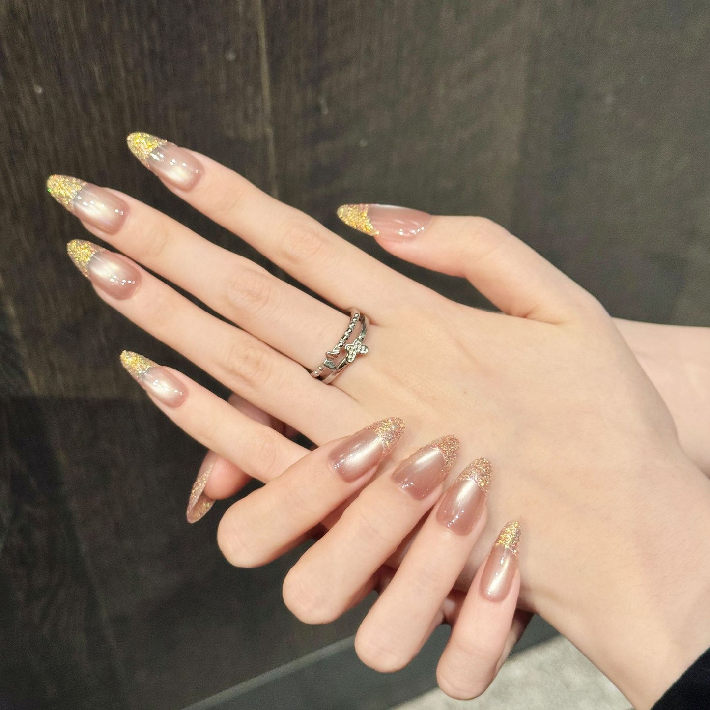 Nails 261-Golden Age Aurora French Manicure