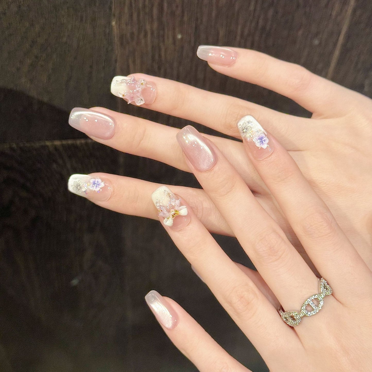 Nails 011-One Way Flowers Dried Flower Nail Art