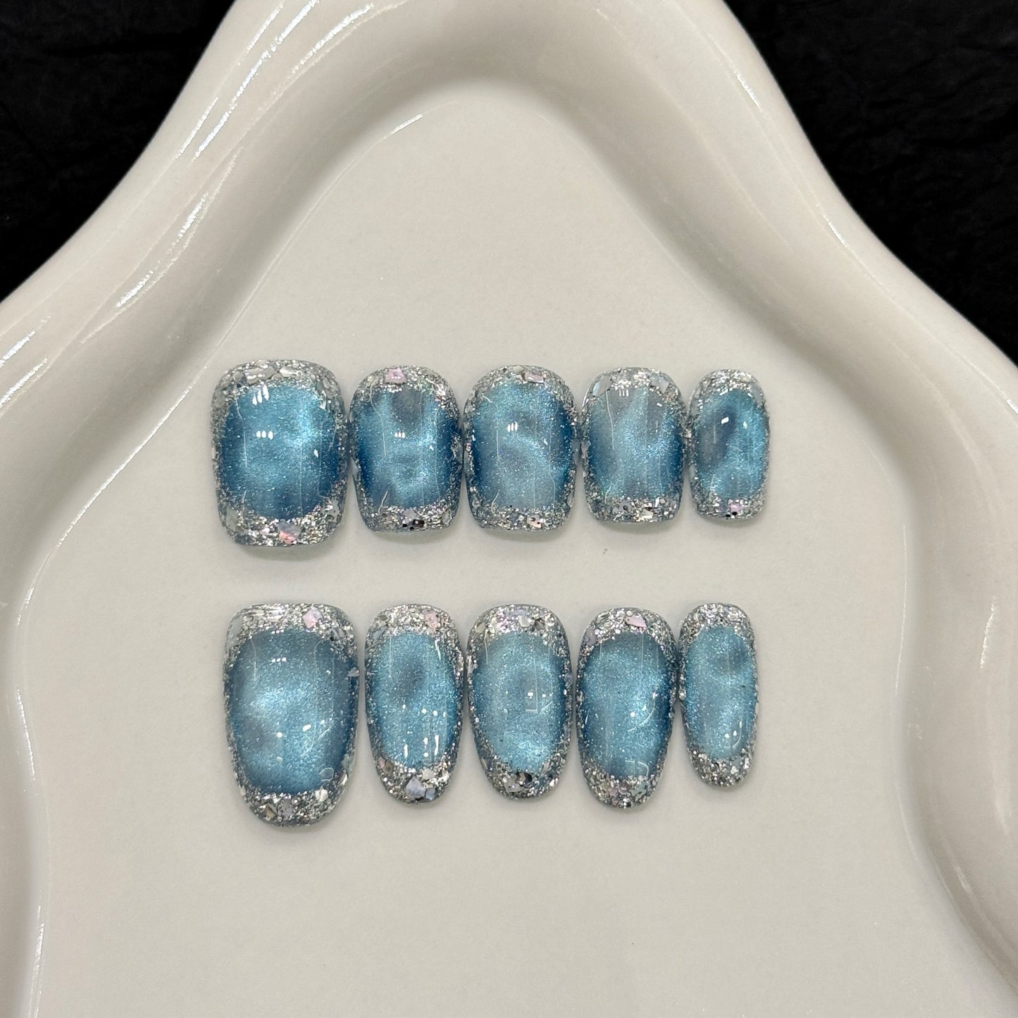 Nails 039-Ice Blue Ocean Nail Art