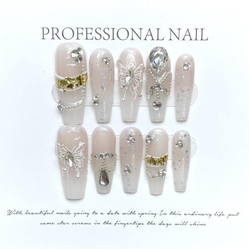 Nails 004-Moonlight Veil Fairy Butterfly Nail Art