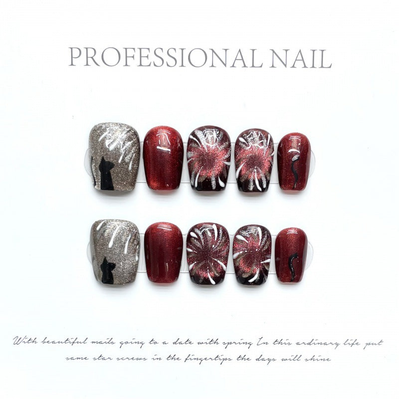 Nails 288-Smokey Cat Eye Nail Art