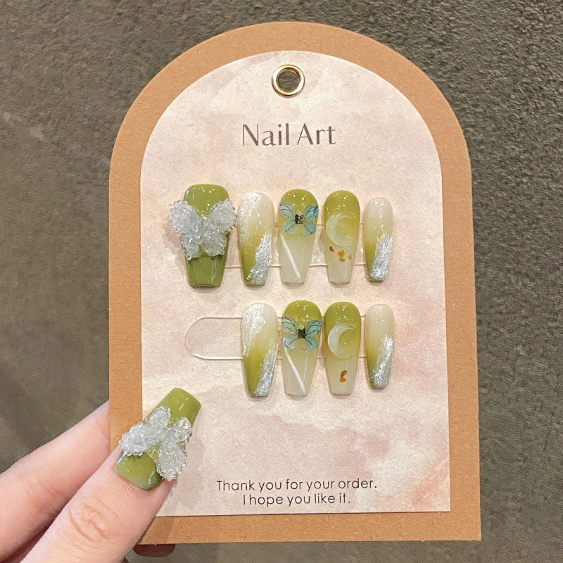 Nails 343-Summer Halo Crystal Butterfly Nail Art