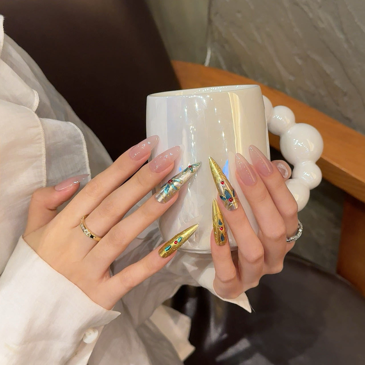 Nails 290-Courtly Equestrian Afternoon Tea Nail Art