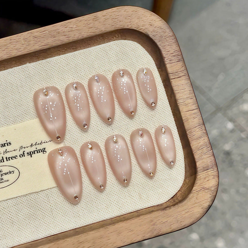 Nails 312-Aurora Borealis Nude Nail Art