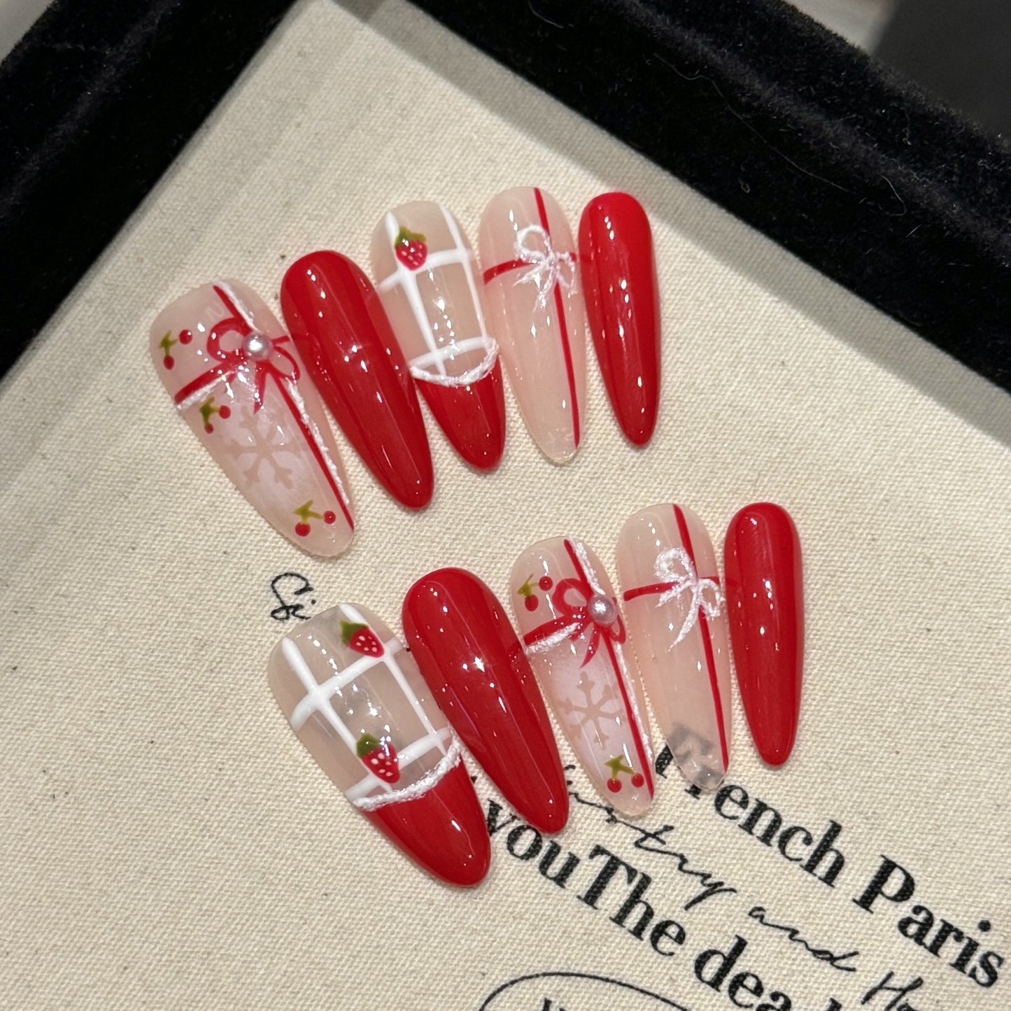Nails 157-Creamy Cheddar Strawberry Cherry Pastry Manicure