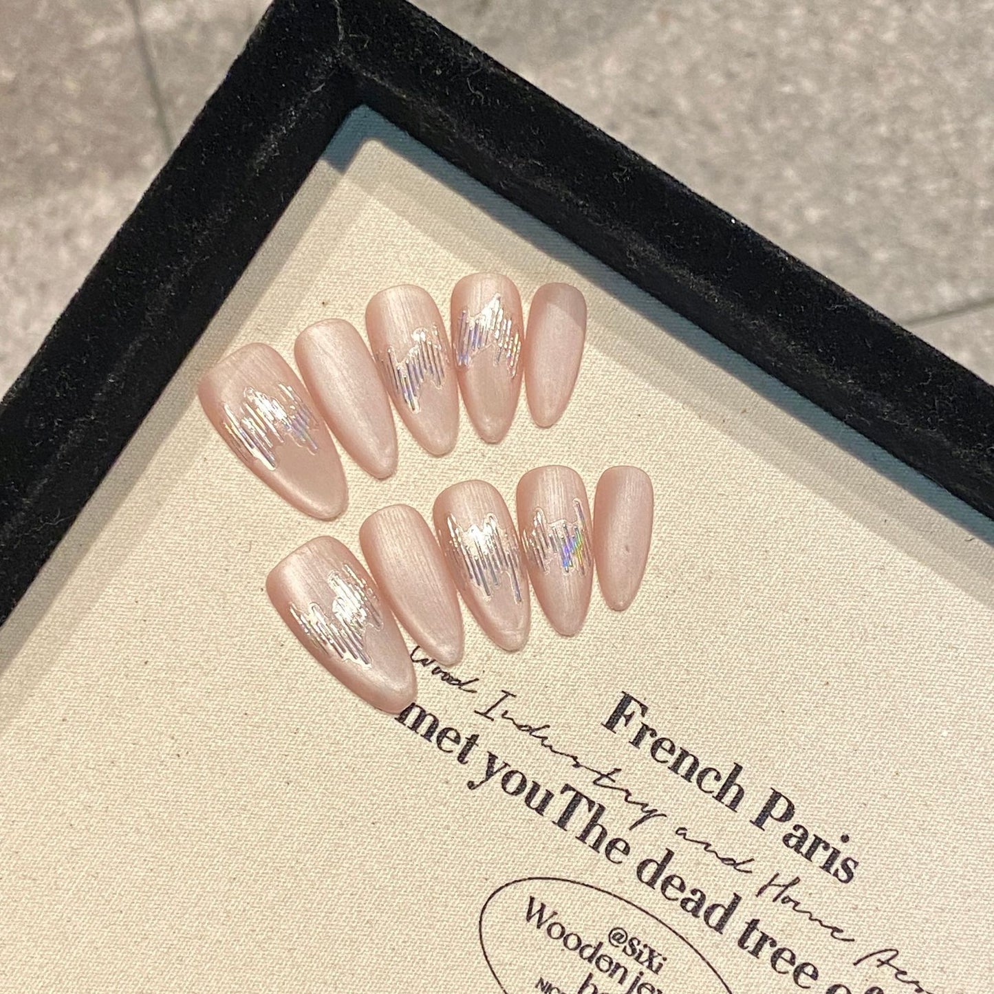 Nails 122-Spring Iced Peach Pop Glitter Nail Art