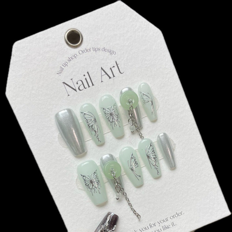 Nails 197-Liquid Mirror Butterfly Manicure