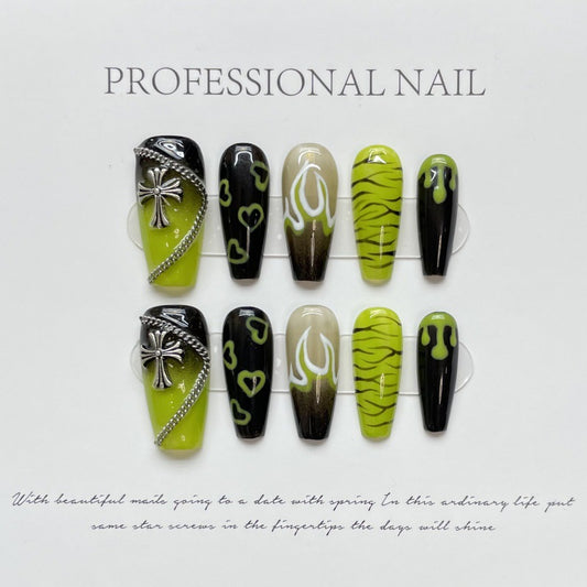 Nails 096-Forest Spirit Green Manicure