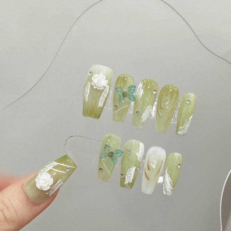 Nails 343-Summer Halo Crystal Butterfly Nail Art