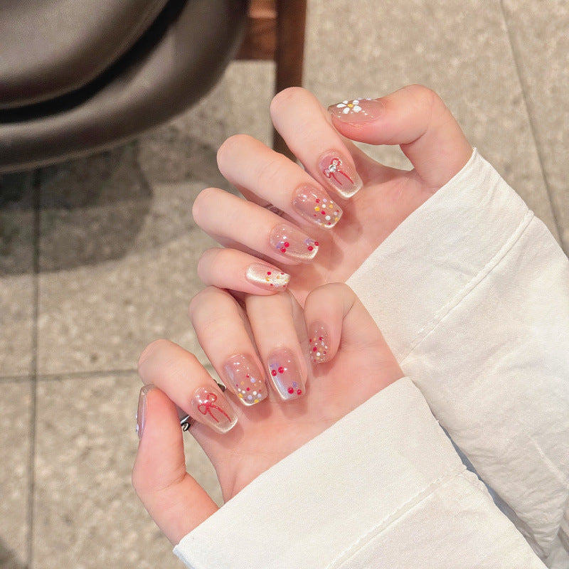 Nails 296-Japanese Hand-Painted Silk Cat Eye Nail Art