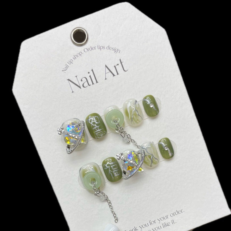 Nails 193-Misty Forest Peace Buckle Nail Art