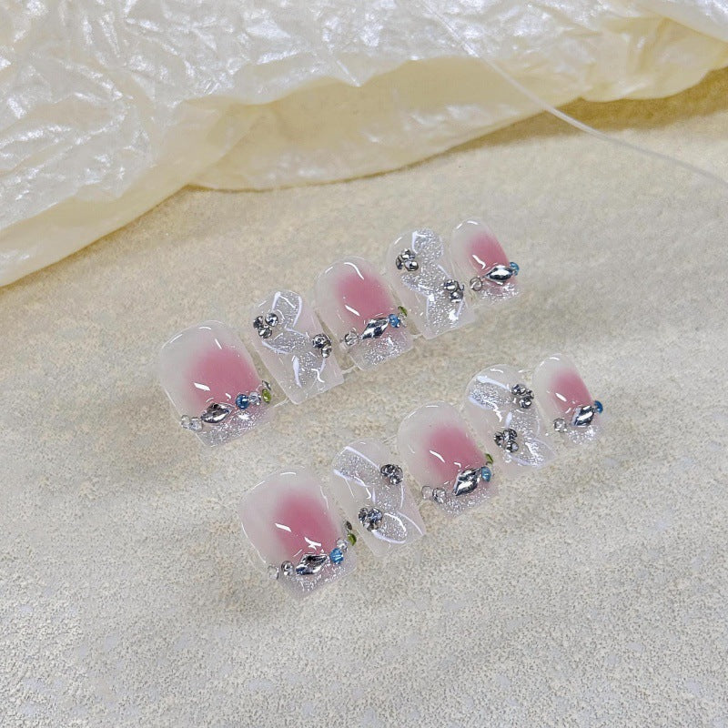 Nails 085-Simple Everyday Nail Art with Sweet Diamonds