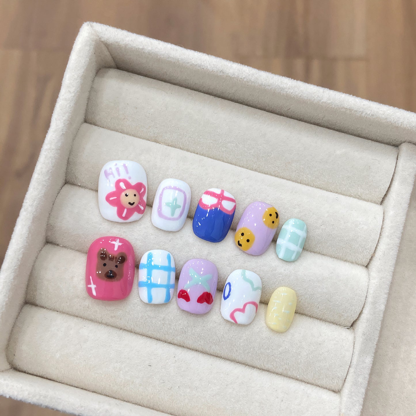 Nails 336-Dopamine Colourful Cartoon Hand Painted Nail Art