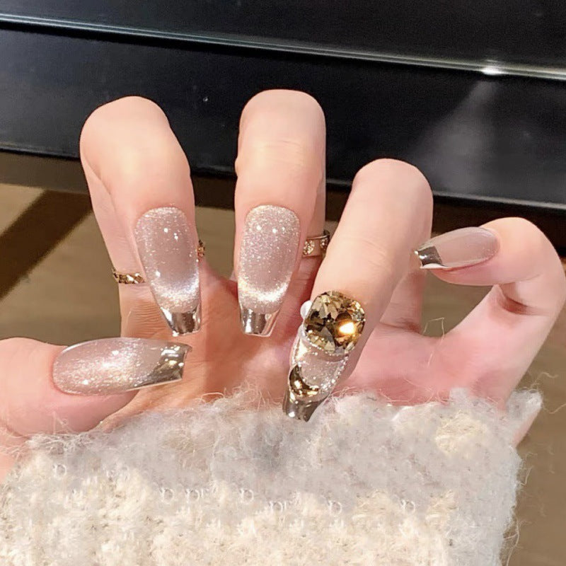 Nails 235-Dream Paris Whitening Nude Cat Eye Magic Mirror Nail Art