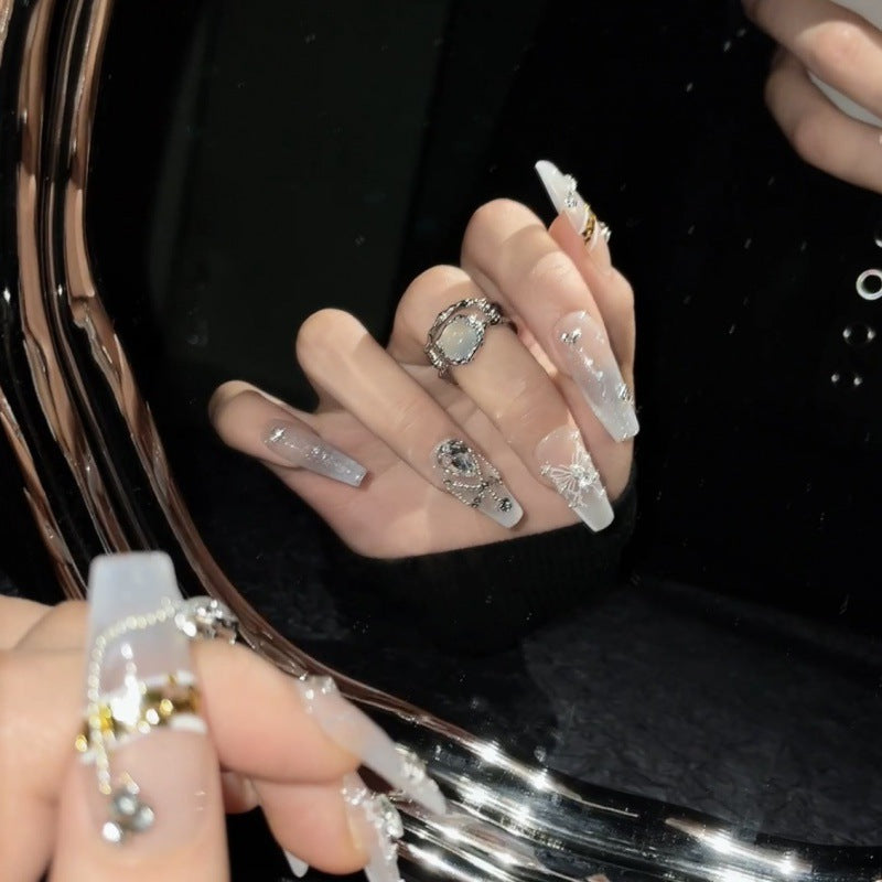 Nails 004-Moonlight Veil Fairy Butterfly Nail Art