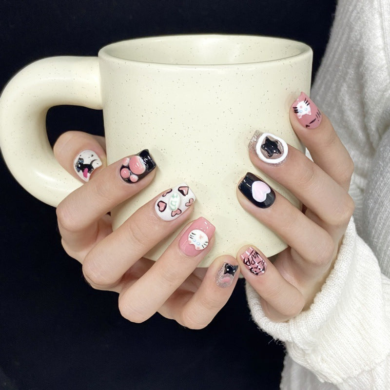 Nails 341-Dark Cat Nail Art
