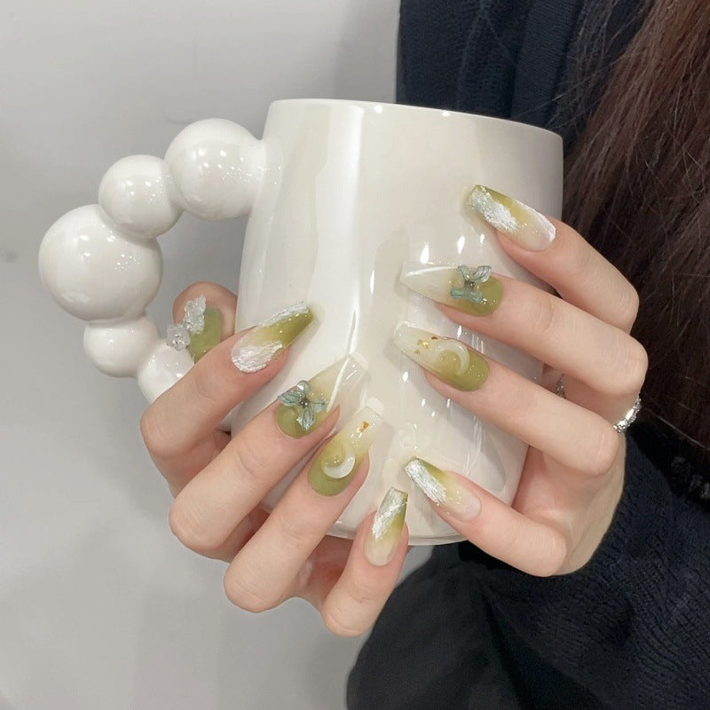Nails 343-Summer Halo Crystal Butterfly Nail Art