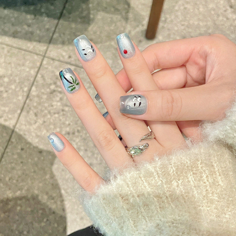 Nails 239-Under the Coconut Tree Blue Coconut Tree Small Fresh Nail Art