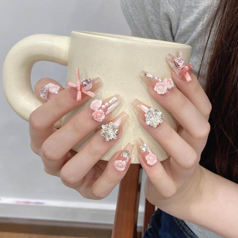 Nails 333-Rose Manor Camellia Sweet Nail Art in Pinks