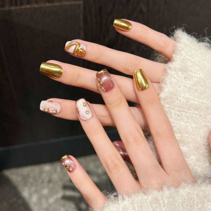Nails 320-Golden Snake New Year Nail Art