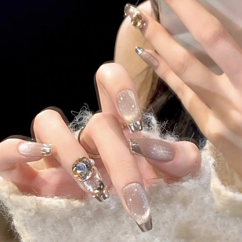 Nails 235-Dream Paris Whitening Nude Cat Eye Magic Mirror Nail Art